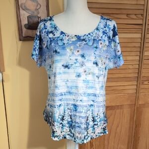 Apt. 9 Floral Blue Women's Top PXL